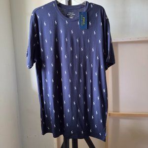 NWT POLO RALPH LAUREN Men's T SHIRT XL PAJAMA TOP SLEEPWEAR ALL OVER PONY